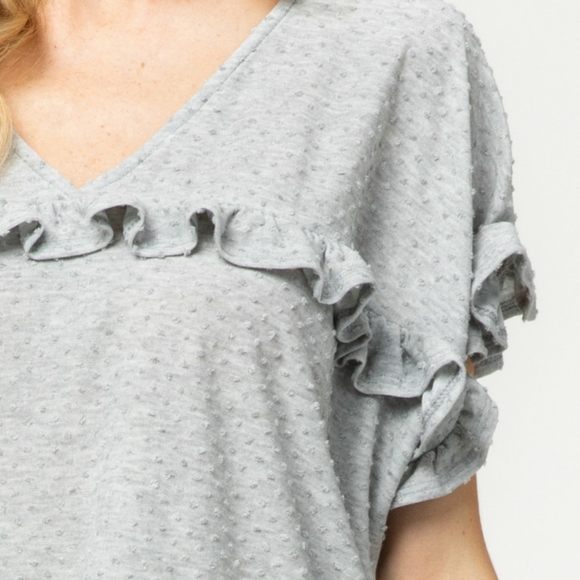 Seafoam Swiss Dot Ruffle Top NWT - Picture 2 of 7